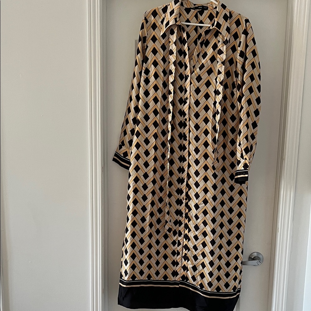 Mango Geometric Black and Gold Maxi Dress